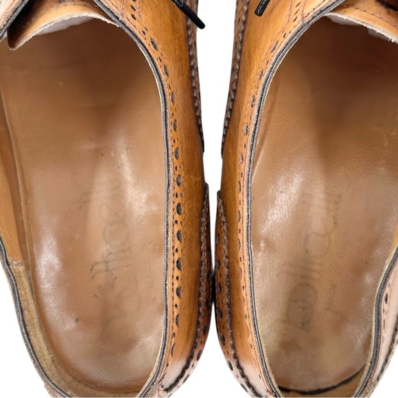 Botticelli Italian Designer Brown Wingtip Oxford Brogue Leather Laceup Shoes - Picture 6 of 10